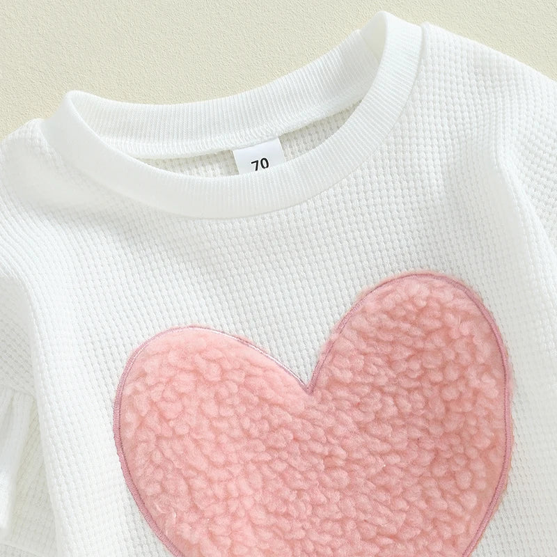 Girl’s Embroidered Heart Sweatshirt & Pants Sets
