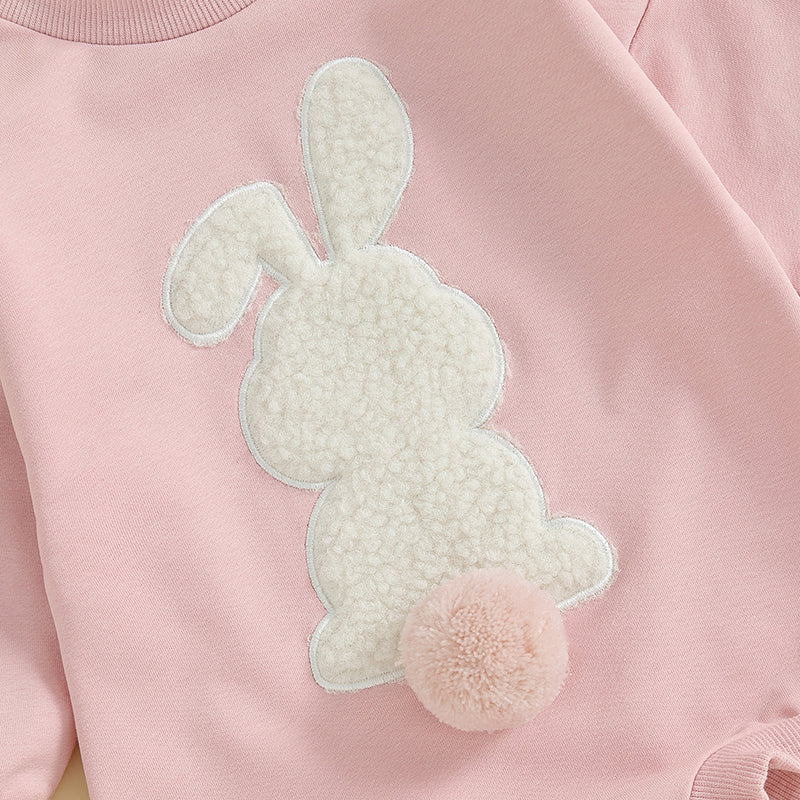 Girl's & Boy's Embroidered Bunny Romper Sweatshirts
