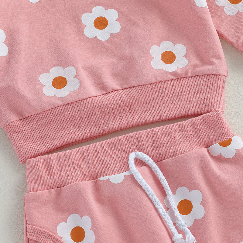 Girl’s 2-Piece Flower Sweatshirt & Pants Sets