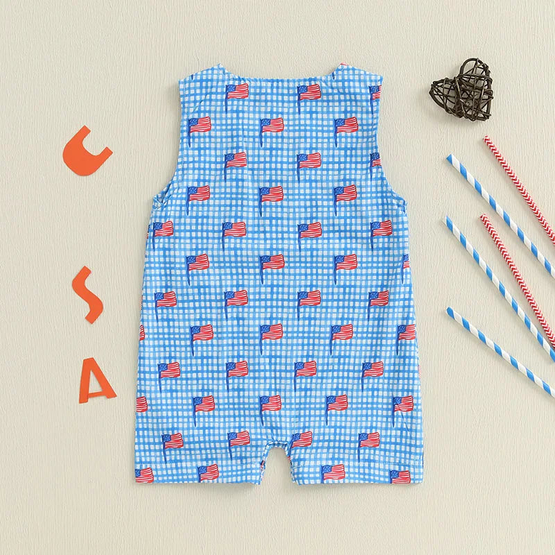 Boy's 4th of July Overall Rompers