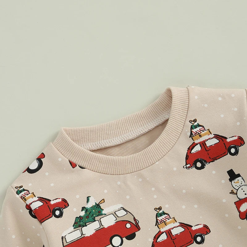 Boy's 2-Piece Christmas Truck & Christmas Tree Sweatshirt & Pants Sets