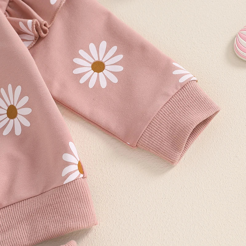 Girl’s Daisy Print Sweatshirt & Pants Sets
