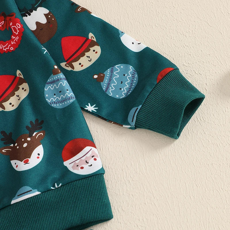 Boy's 2-Piece Christmas Holiday Print Sweatshirt & Pants Sets