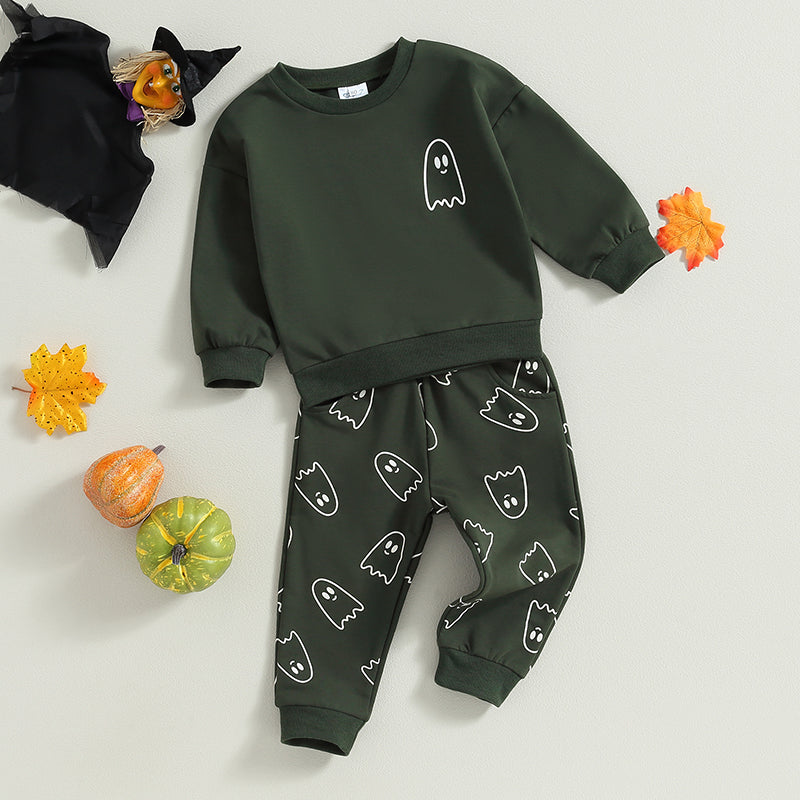 Girl’s & Boy’s Halloween 2-Piece Ghost Sweatshirt & Pants Sets