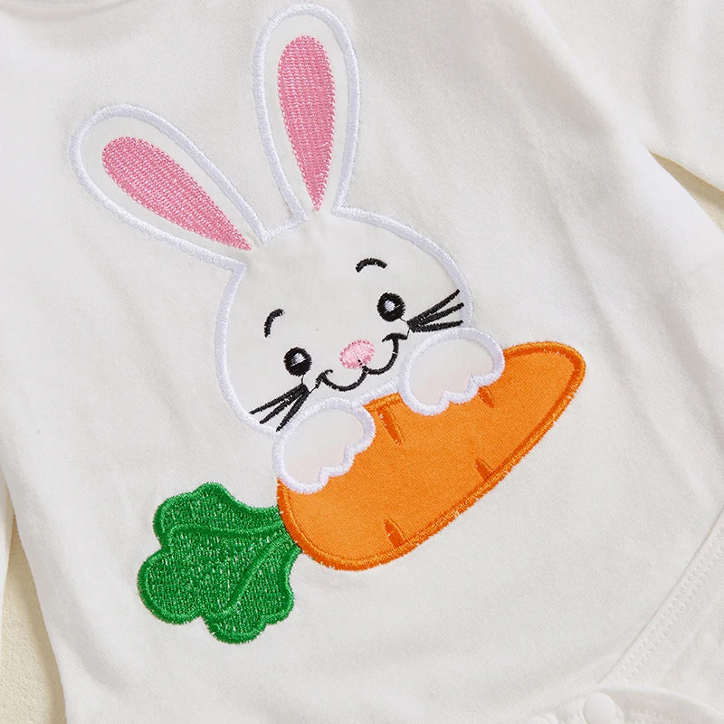 Girl's 4-Piece First Easter, Bunny Onesies, Bow Headband, Skirt & Socks Sets
