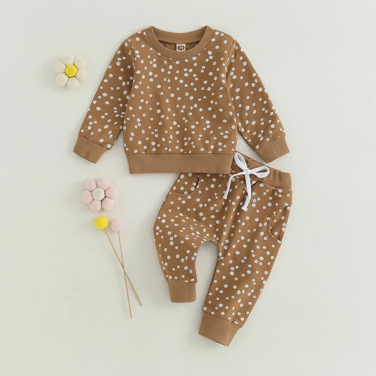 Girl’s 2-Piece Flower Sweatshirt & Pants Sets