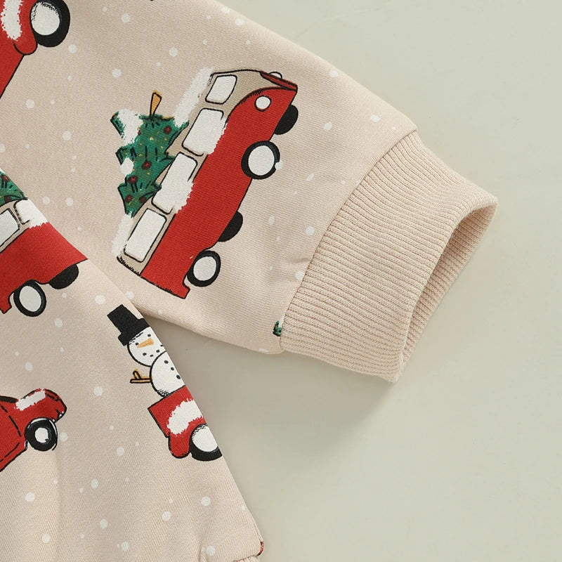 Boy's 2-Piece Christmas Truck & Christmas Tree Sweatshirt & Pants Sets