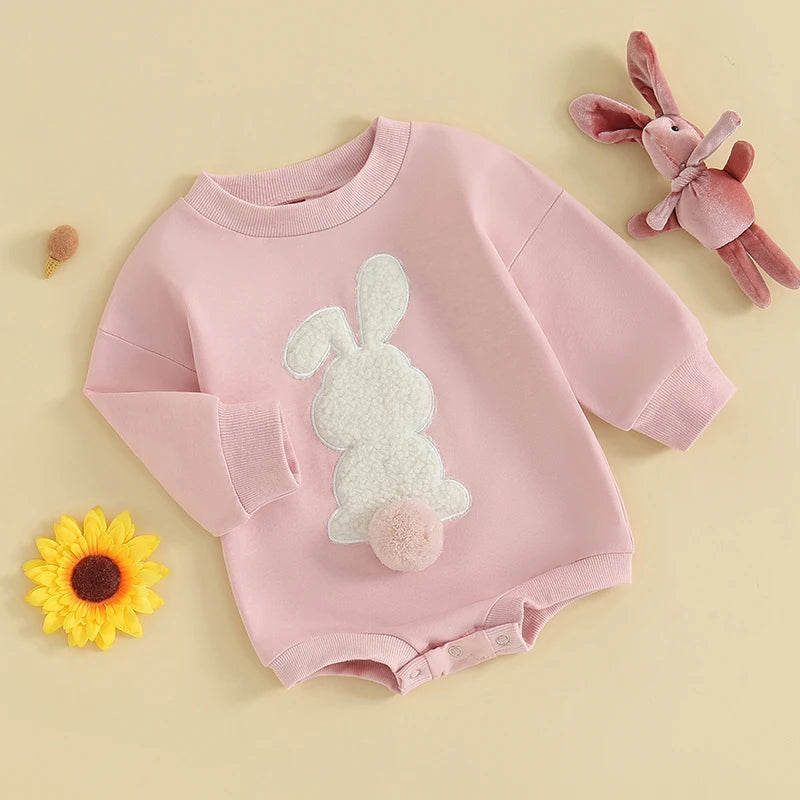 Girl's & Boy's Embroidered Bunny Romper Sweatshirts
