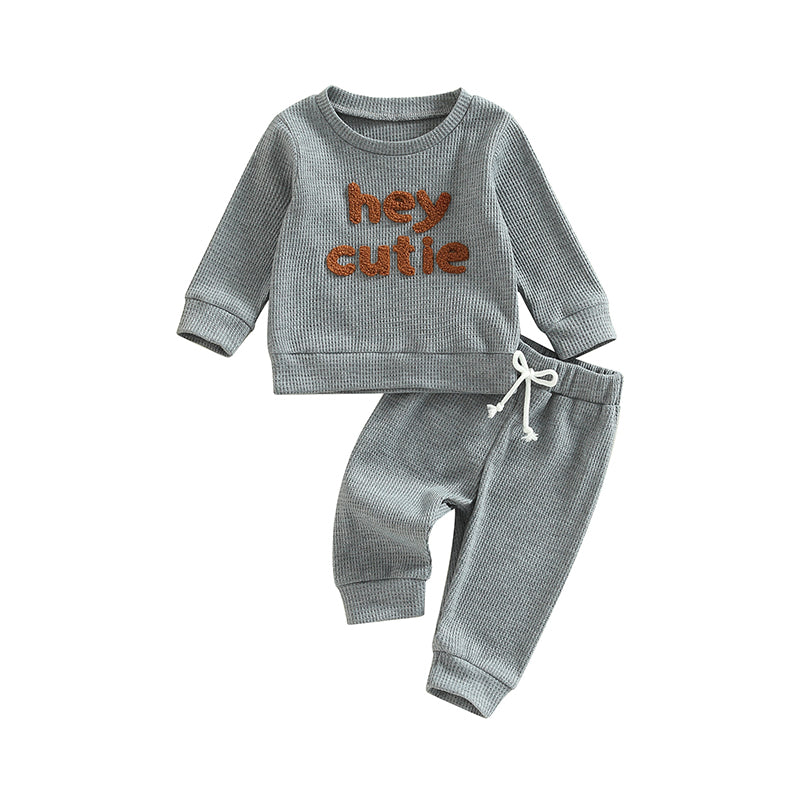 Boy's & Girl's 2-Piece "Hey Cutie" Sweatshirts & Pants Sets