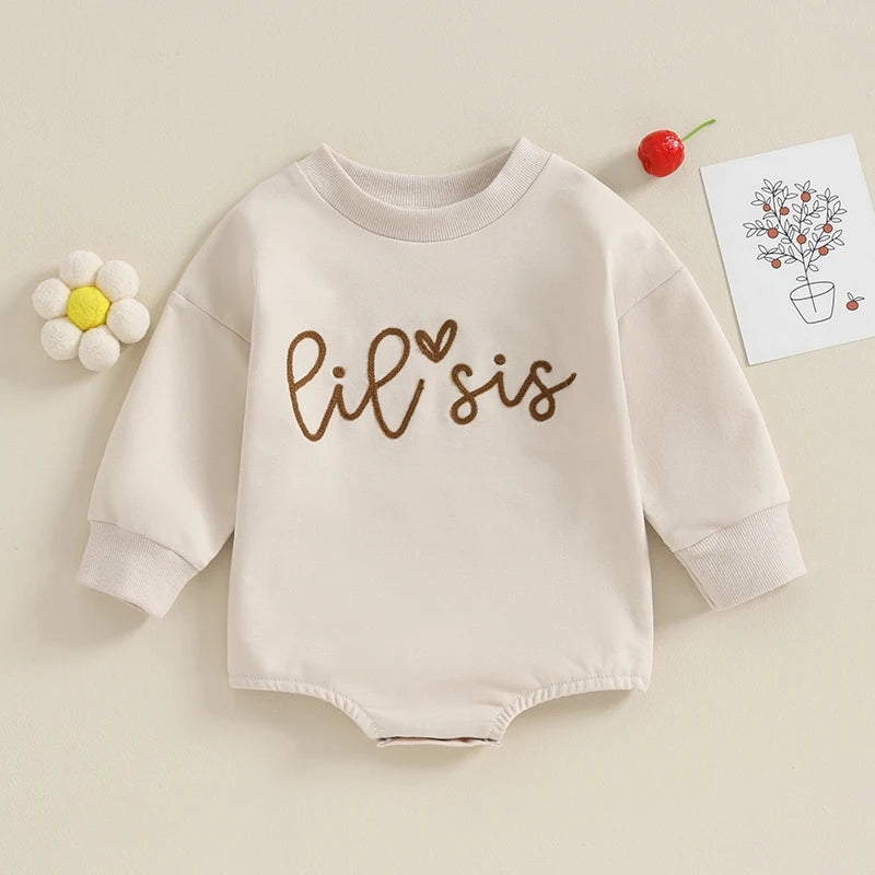 Family Matching! Girl's "Big Sis" Sweatshirt & "Little Sis" Sweatshirt Onesies for Sisters