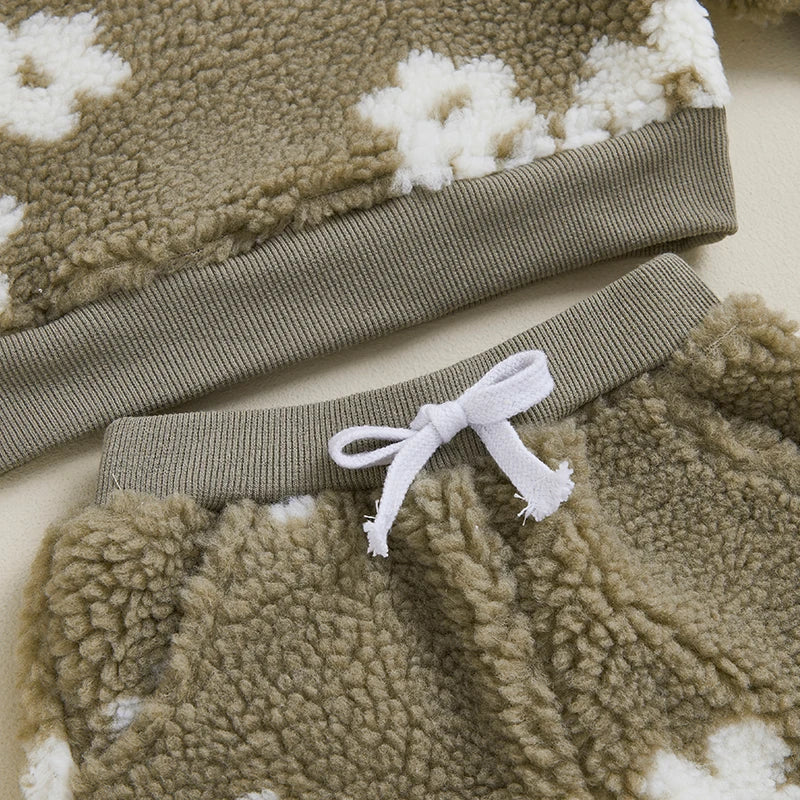 Girl's 2-Piece Floral Flower Sweatshirt & Pants Sets