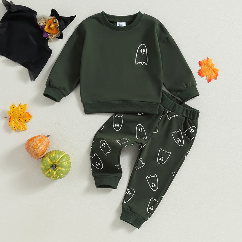 Girl’s & Boy’s Halloween 2-Piece Ghost Sweatshirt & Pants Sets