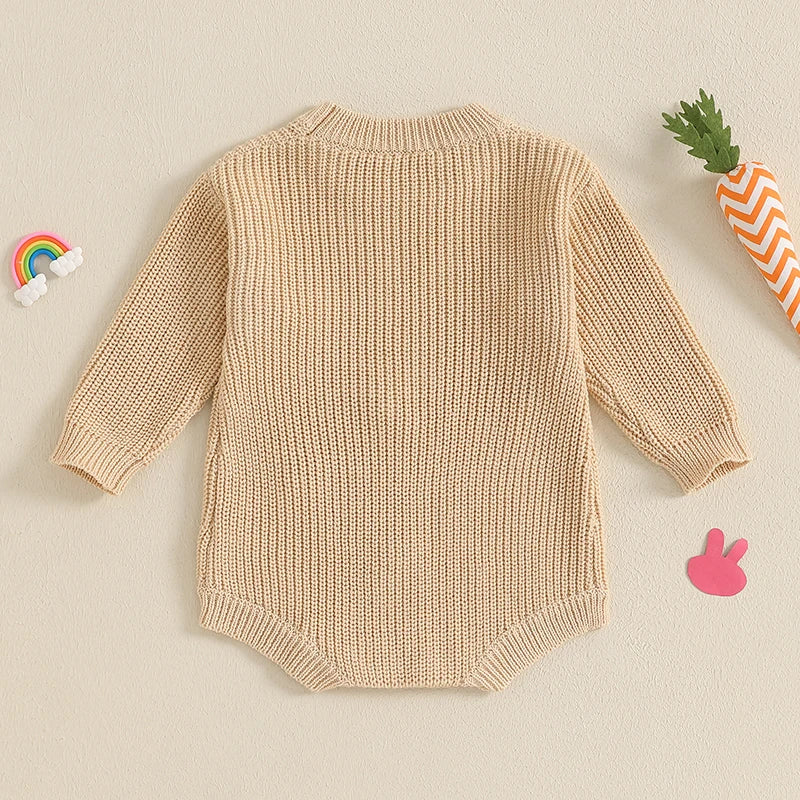 Girl's & Boy's Sweater Embroidered Easter Carrot Rompers Onesies