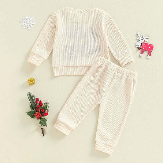 Boy's & Girl's 2-Piece Christmas Embroidered "Santa Baby" Sweatshirt & Pants Sets