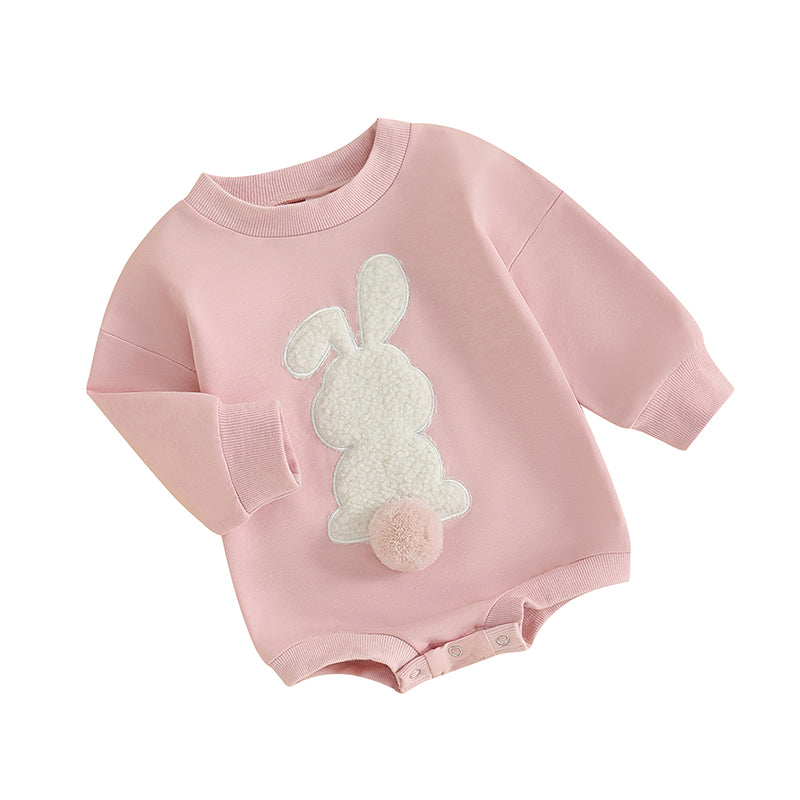 Girl's & Boy's Embroidered Bunny Romper Sweatshirts