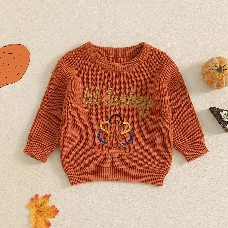 Boy's & Girl's Embroidered "Lil Turkey" Thanksgiving Turkey Sweatshirts