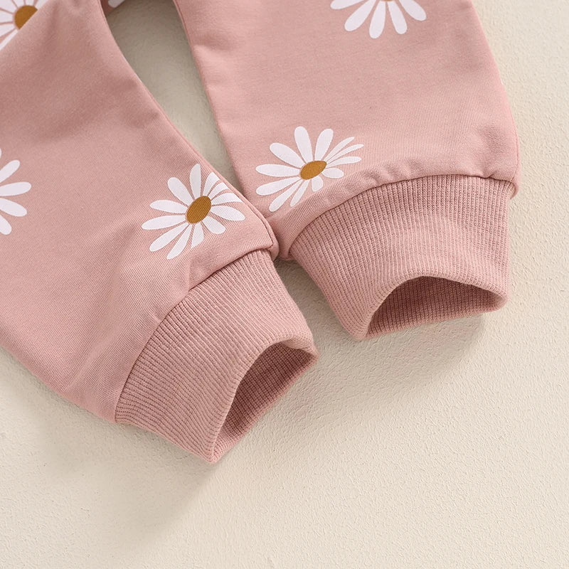 Girl’s Daisy Print Sweatshirt & Pants Sets