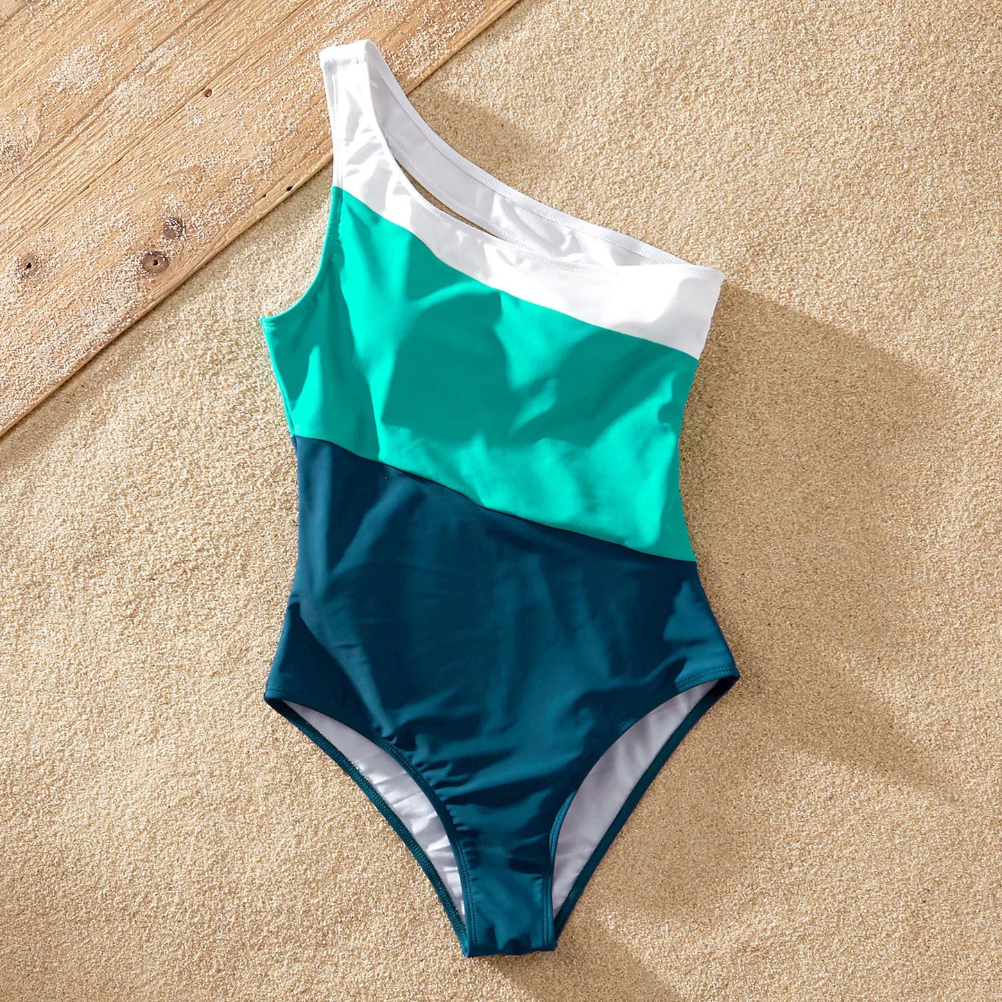 Family Matching! One Shoulder One Piece Swimwear & Trunks