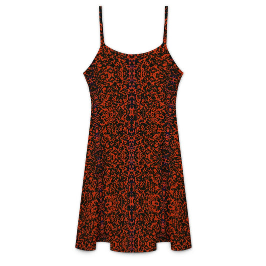 Women’s Geometric Red Sleeveless Strap Mini Dresses