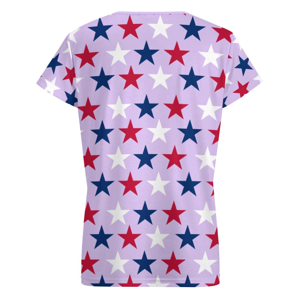 Women’s 4th of July V-neck Short Sleeve T-shirts