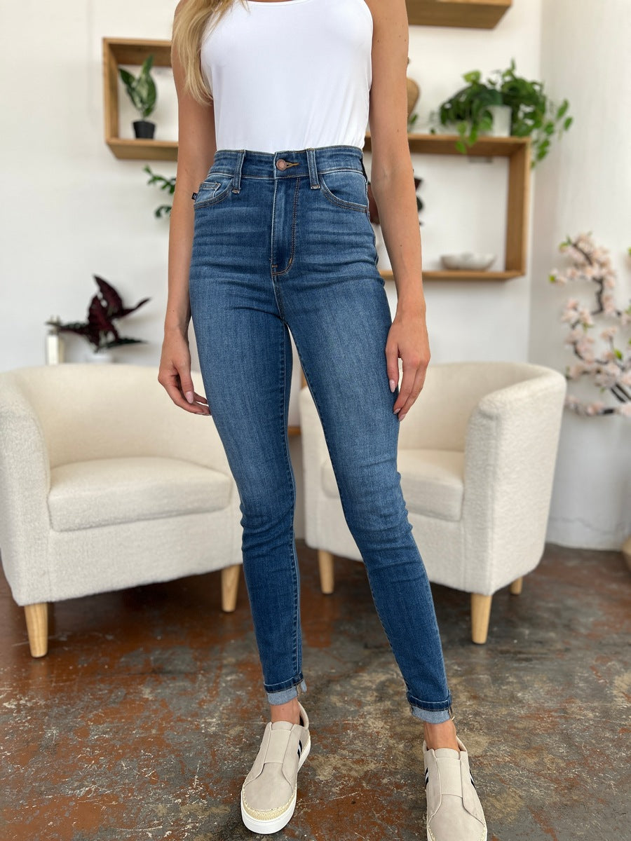 Cuffed Hem Skinny Jeans