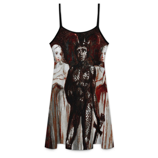 Ancient Art Sleeveless Strap Mini Dresses