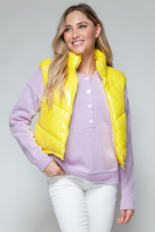 Zip Up Turtleneck Quilted Vest
