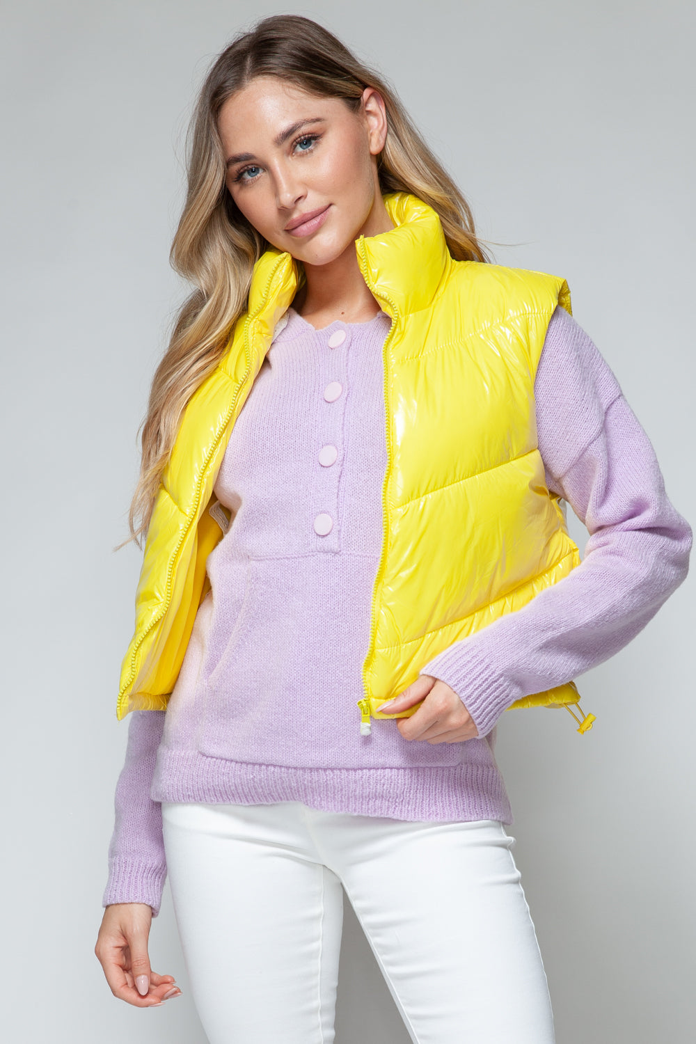 Zip Up Turtleneck Quilted Vest