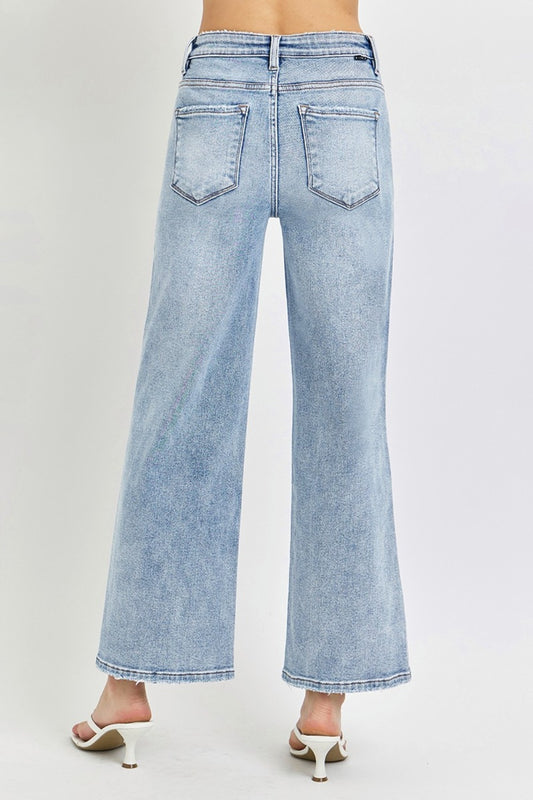 Tummy Control High Rise Crop Wide Leg Jeans