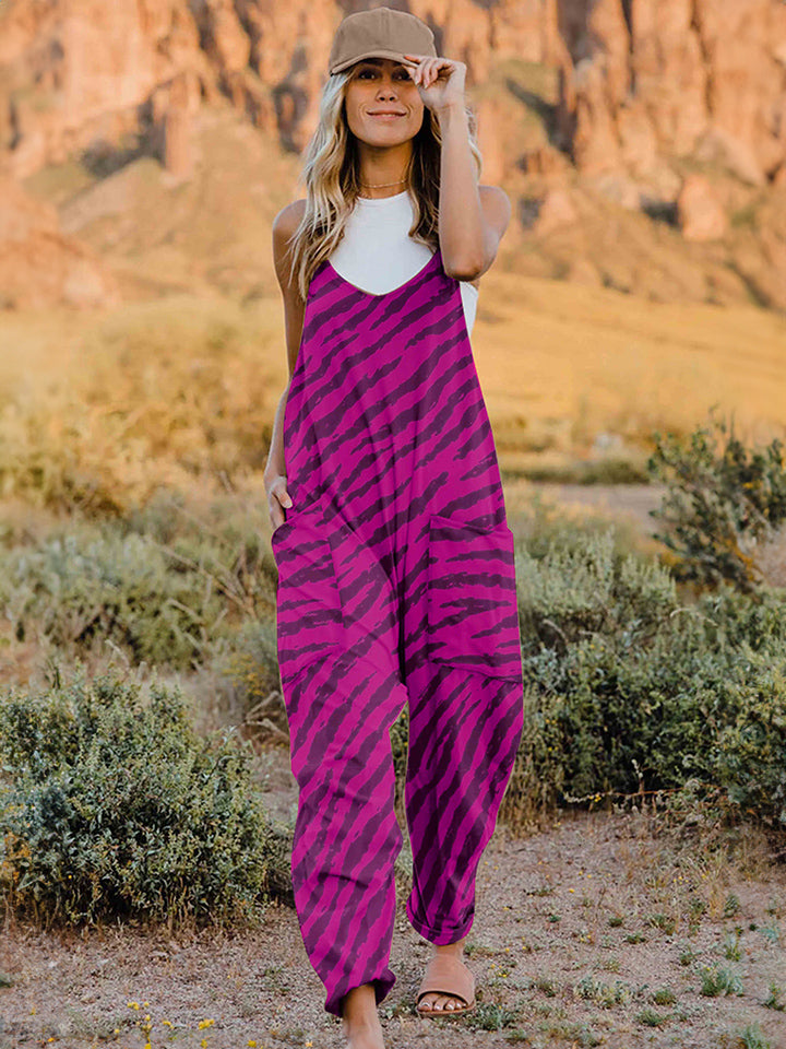Print V-Neck Sleeveless Jumpsuit