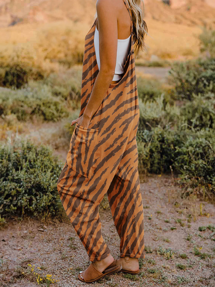 Print V-Neck Sleeveless Jumpsuit