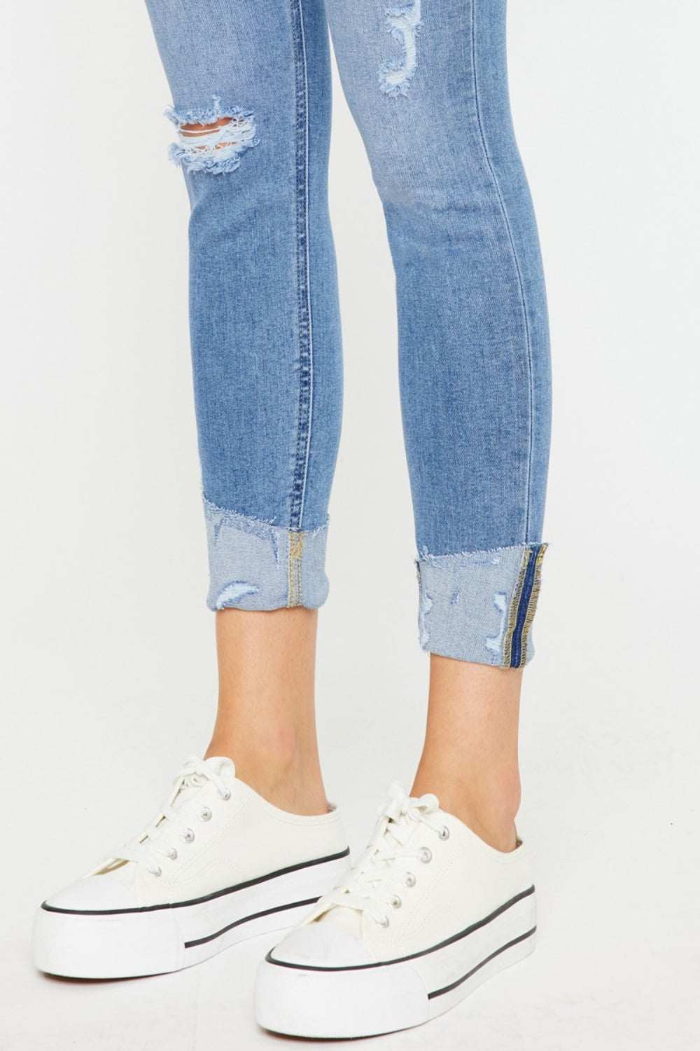 Distressed Button Fly Jeans
