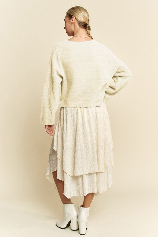 Diamond Cable Drop Shoulder Sweater