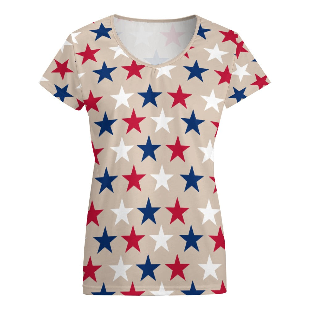 Women’s 4th of July V-neck Short Sleeve T-shirts