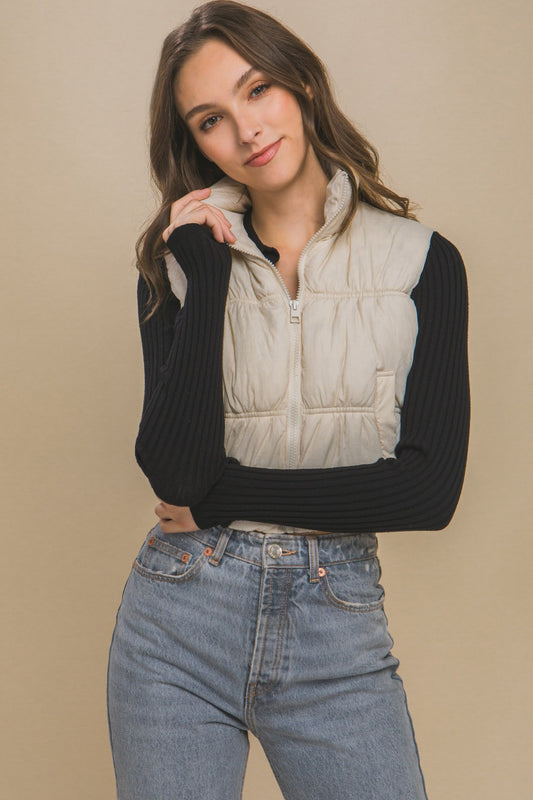 Zip Up Turtleneck Cropped Vests