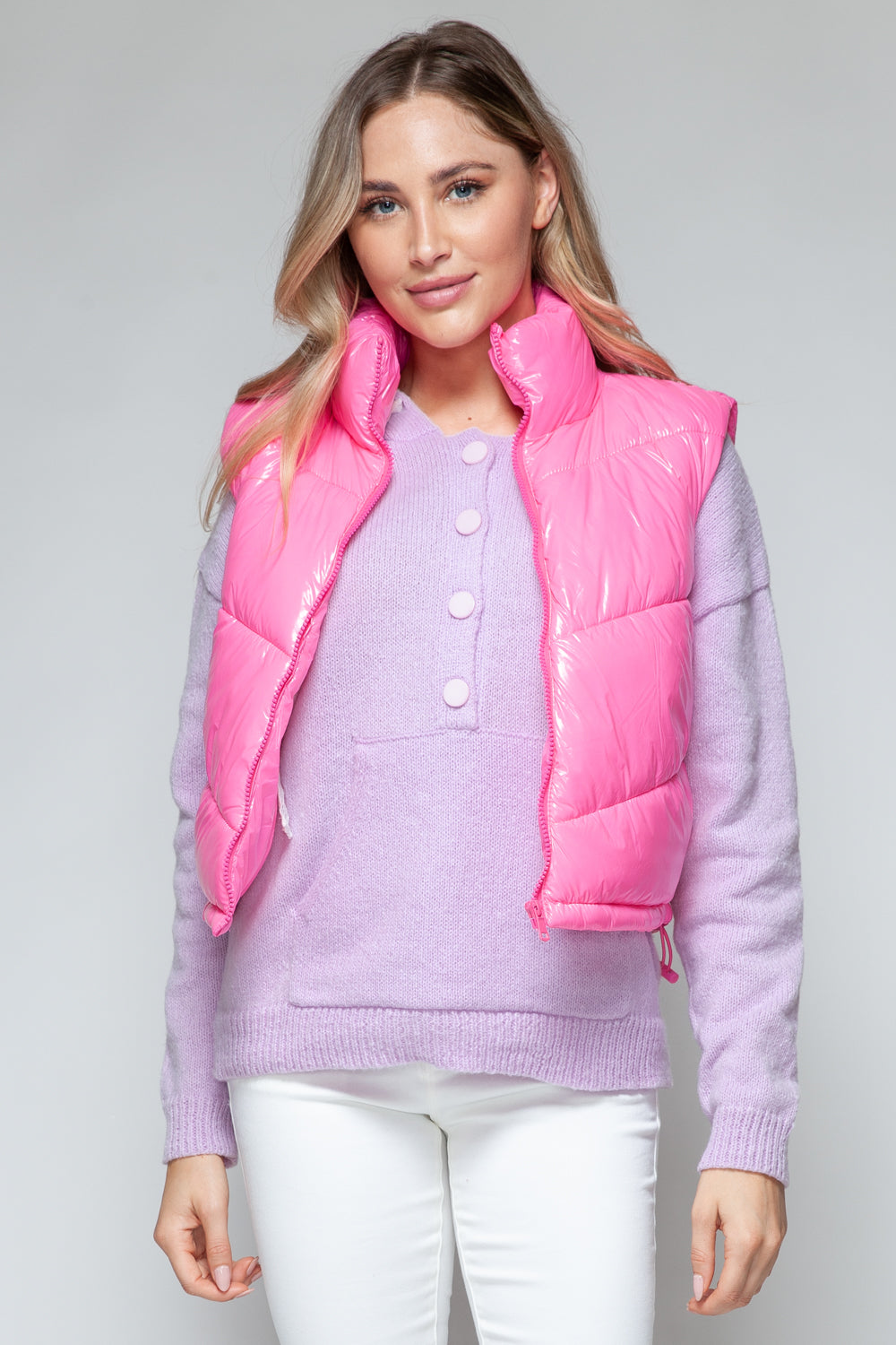 Zip Up Turtleneck Quilted Vest
