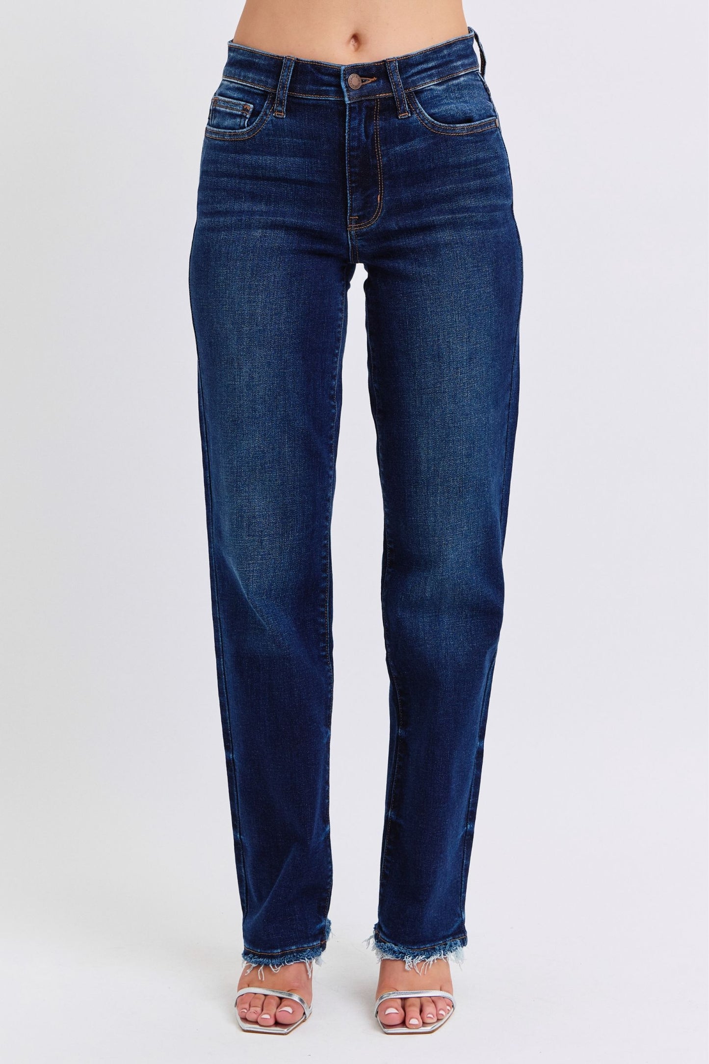 Raw Hem Straight Leg Jeans