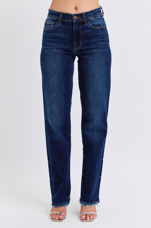 Raw Hem Straight Leg Jeans
