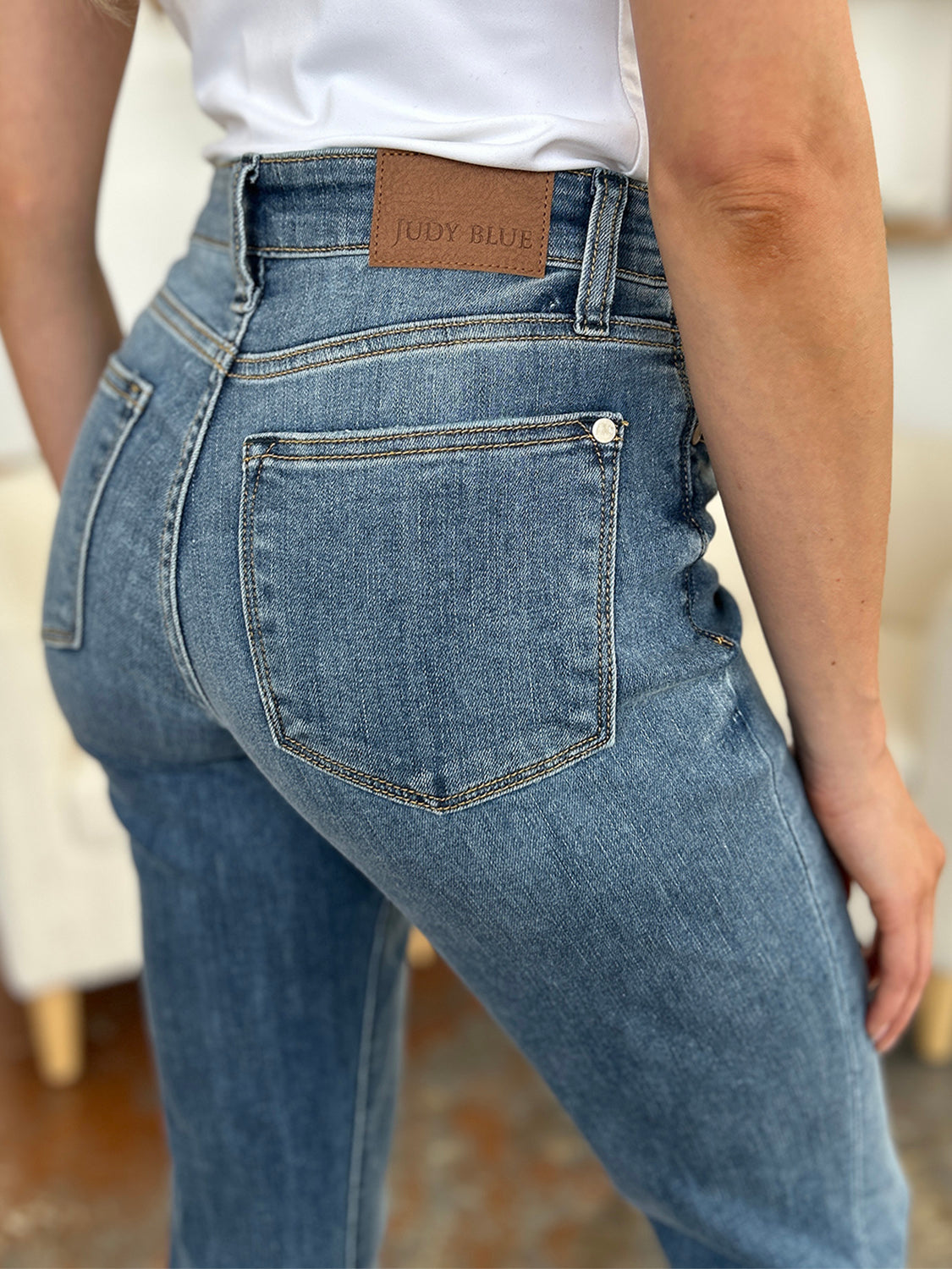 Cuffed Hem Slim Jeans