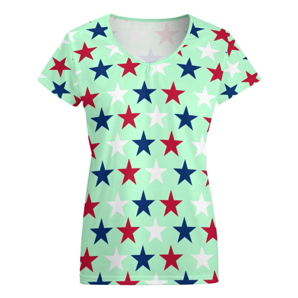 Women’s 4th of July V-neck Short Sleeve T-shirts