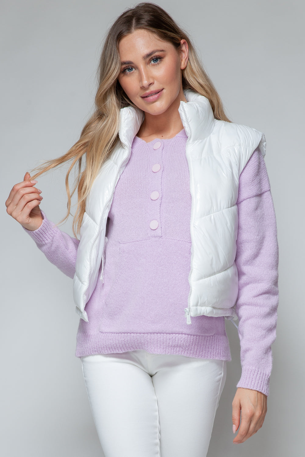Zip Up Turtleneck Quilted Vest