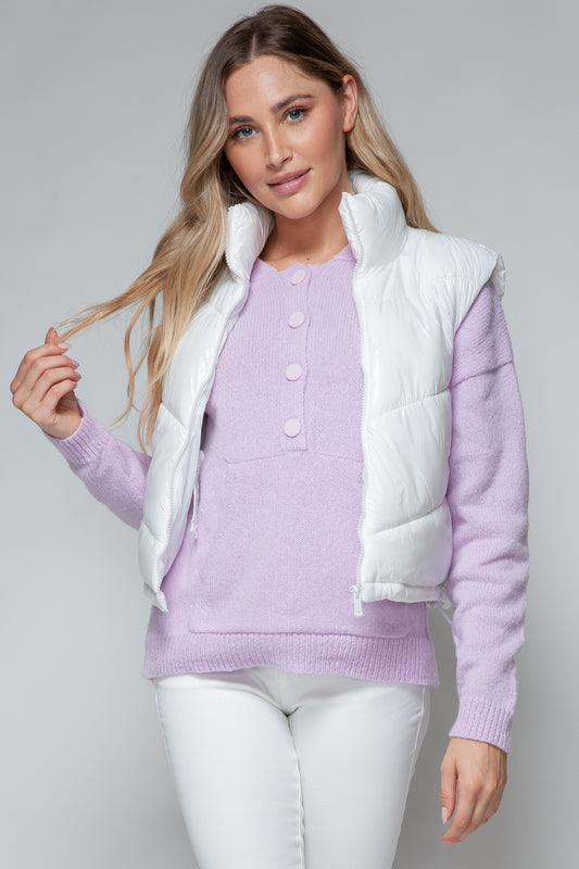 Zip Up Turtleneck Quilted Vest