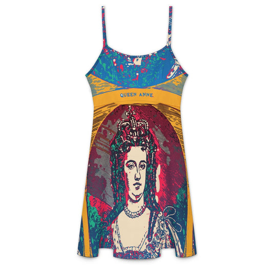Ancient Art Queen Anne Sleeveless Strap Mini Dresses