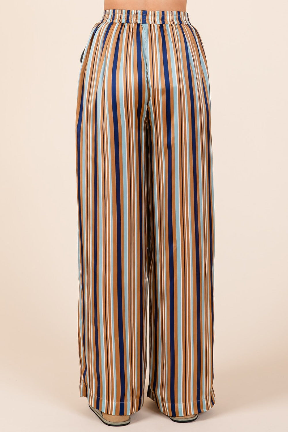 Striped Satin Wide Leg Pants