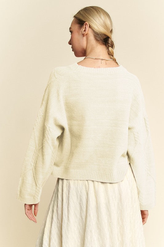 Diamond Cable  Drop Shoulder Sweater