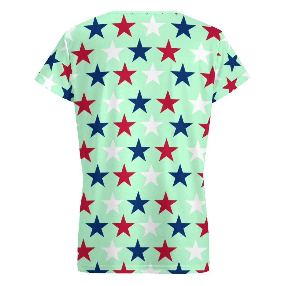 Women’s 4th of July V-neck Short Sleeve T-shirts