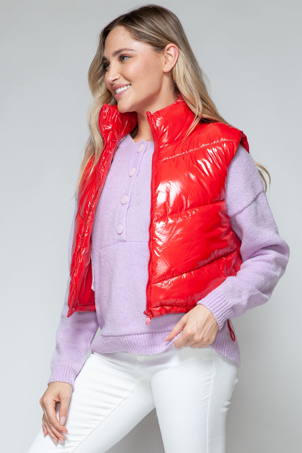 Zip Up Turtleneck Quilted Vest