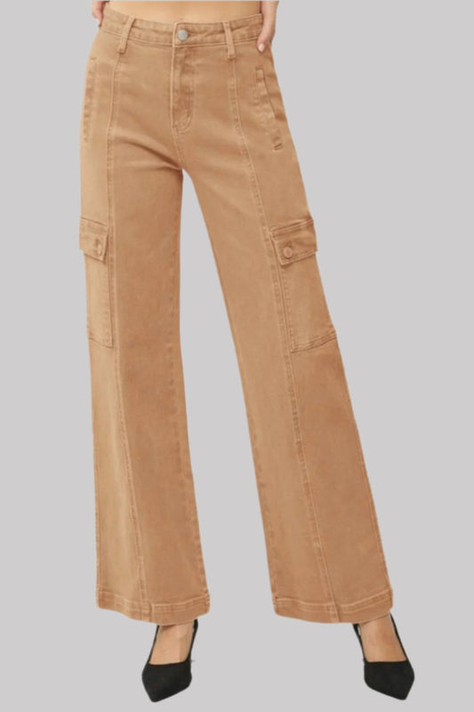 High Rise Wide Leg Cargo Jeans