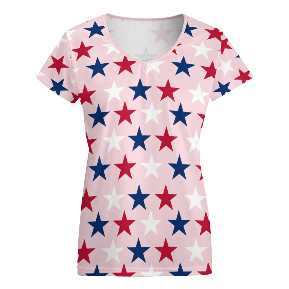 Women’s 4th of July V-neck Short Sleeve T-shirts