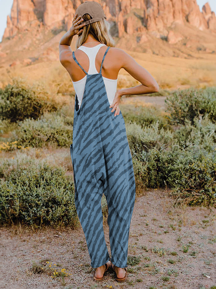 Print V-Neck Sleeveless Jumpsuit